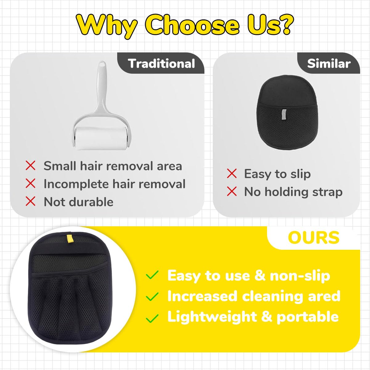 Pet Hair Remover Gloves – Pack of 2 | Reusable Pet Grooming & Lint Removal Gloves