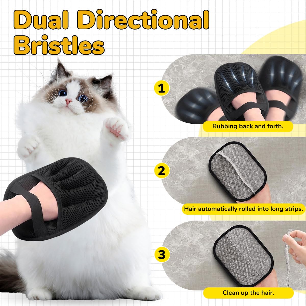 Pet Hair Remover Gloves – Pack of 2 | Reusable Pet Grooming & Lint Removal Gloves