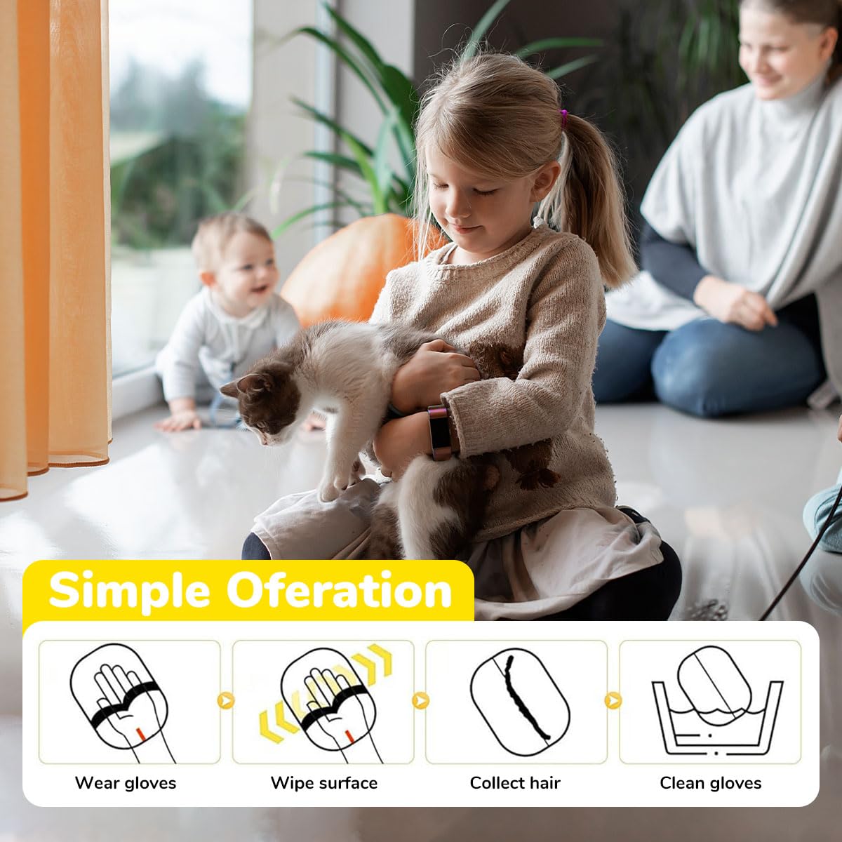 Pet Hair Remover Gloves – Pack of 2 | Reusable Pet Grooming & Lint Removal Gloves