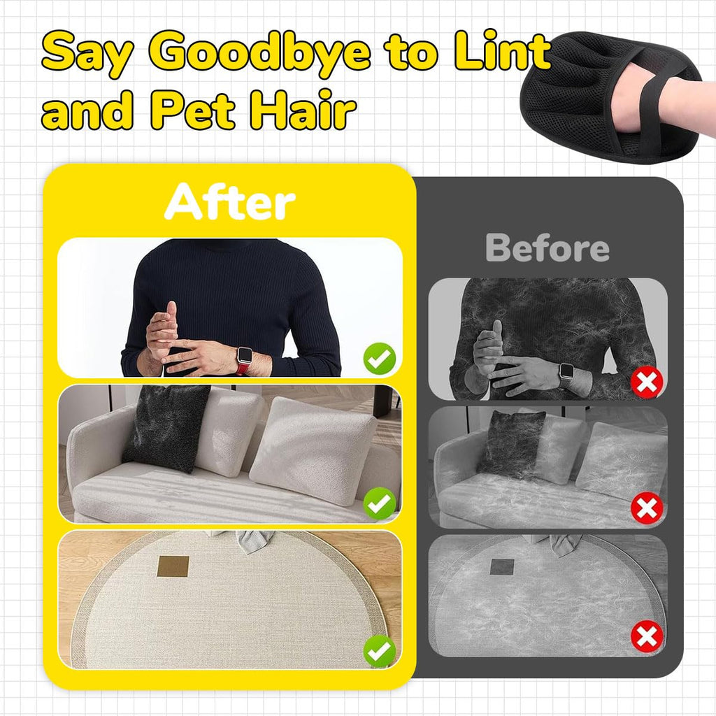 Pet Hair Remover Gloves – Pack of 2 | Reusable Pet Grooming & Lint Removal Gloves