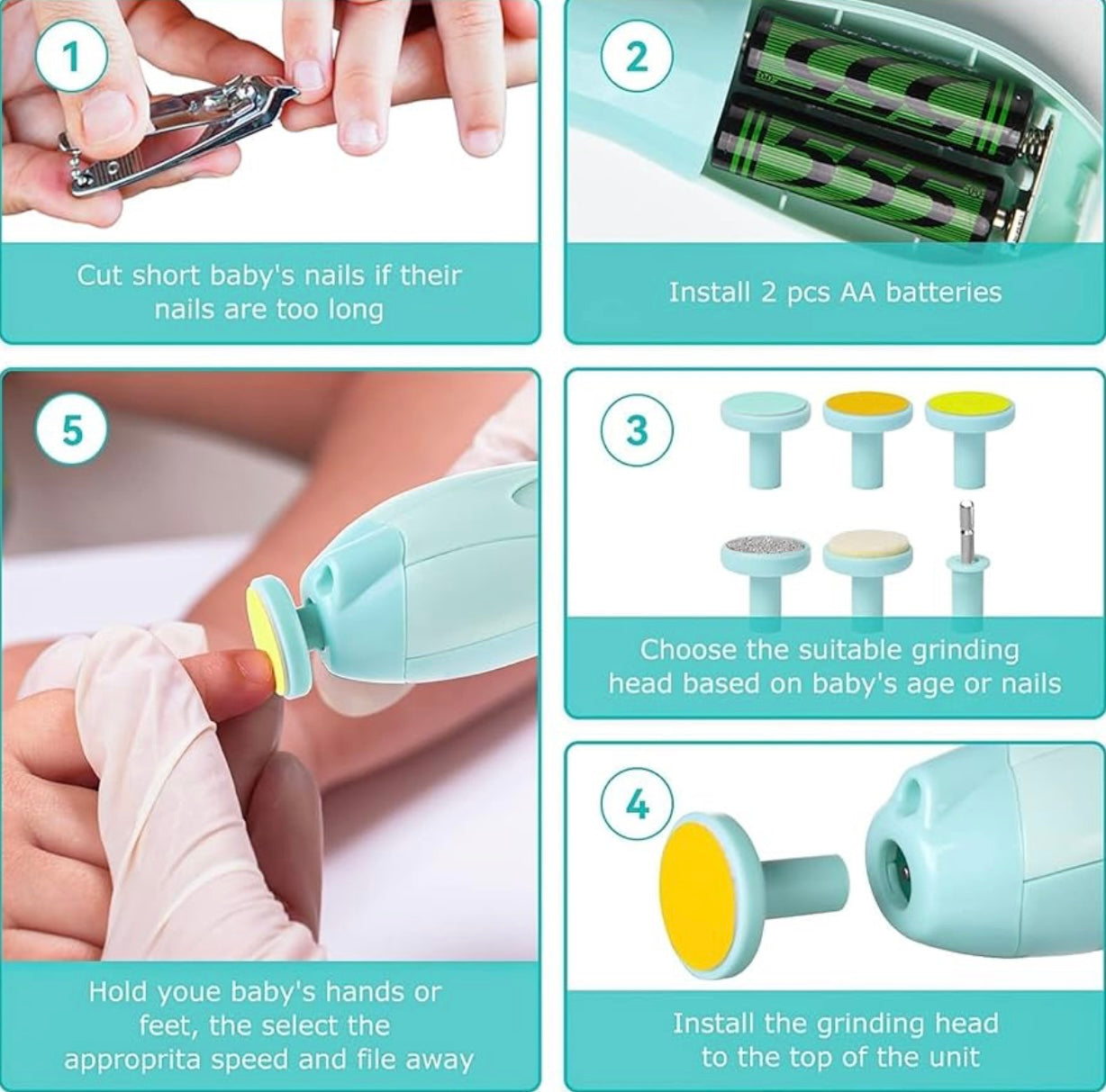 Electric Baby Nail Cutter — Safe & Gentle Nail Trimmer for Infants or Aduls